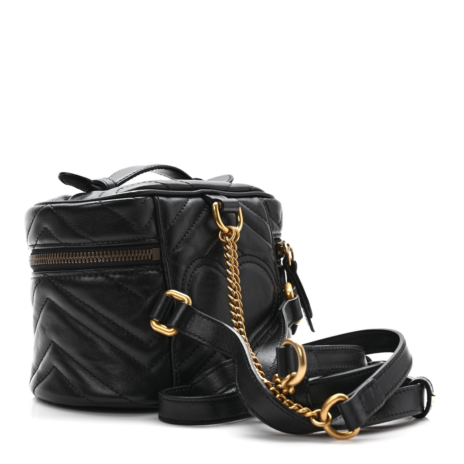 Gucci Calfskin Matelasse Mini GG Marmont Round Backpack Black 3 of 9