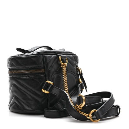 Gucci Calfskin Matelasse Mini GG Marmont Round Backpack Black 3 of 9