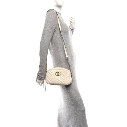Gucci Calfskin Matelasse Small GG Marmont Chain Shoulder Bag White 2 of 10