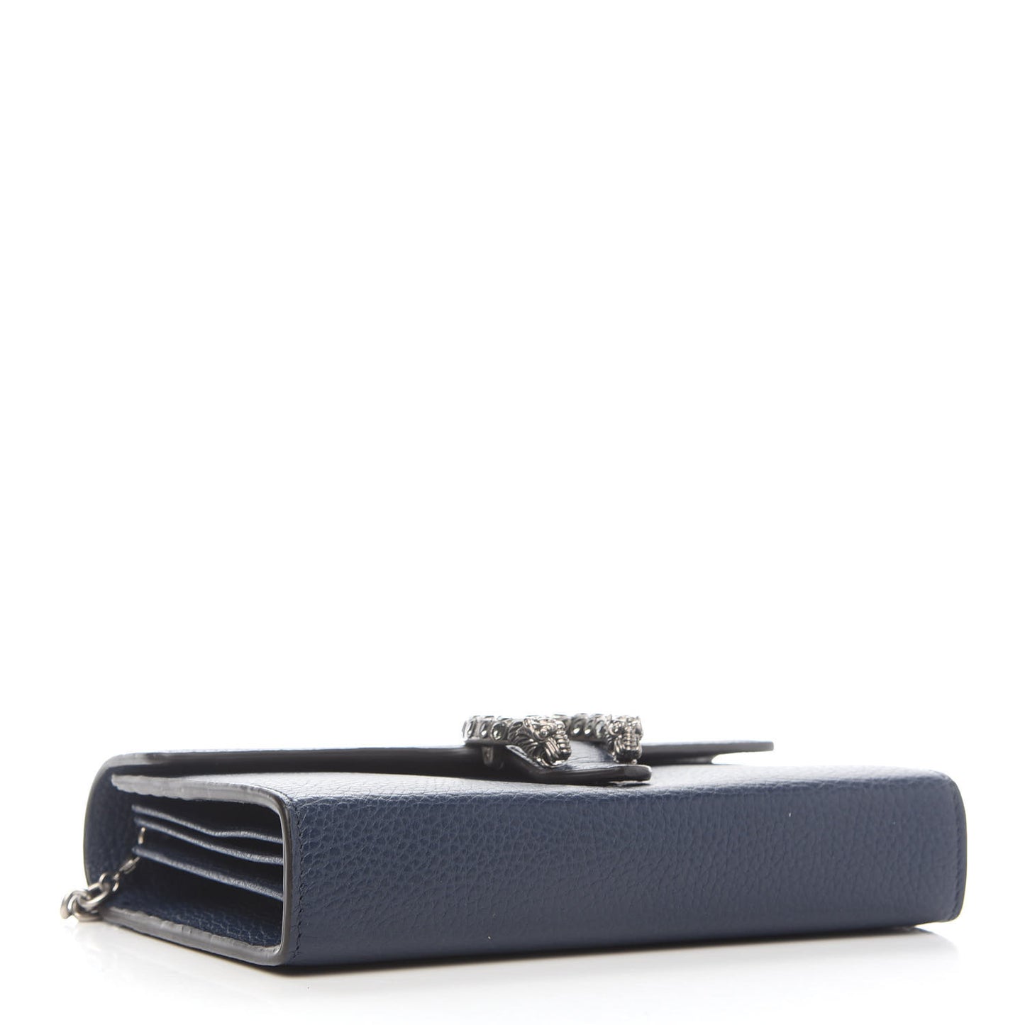 Dollar Calfskin Crystal Mini Dionysus Chain Wallet Blue Agata Black Diamond