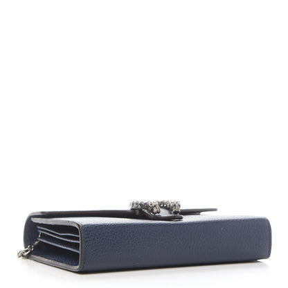 Gucci Dollar Calfskin Crystal Mini Dionysus Chain Wallet Blue Agata Black Diamond 3 of 8