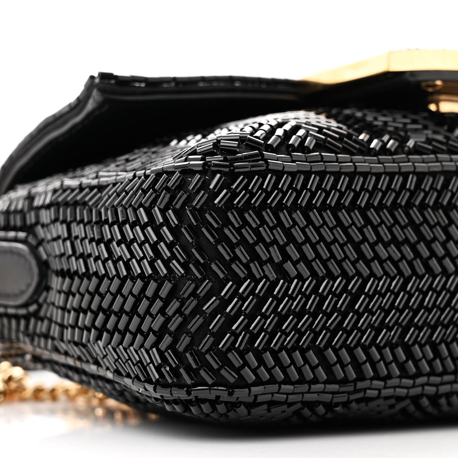 Fendi Enamel Nappa Beaded Woven Mini Baguette Black 9 of 10
