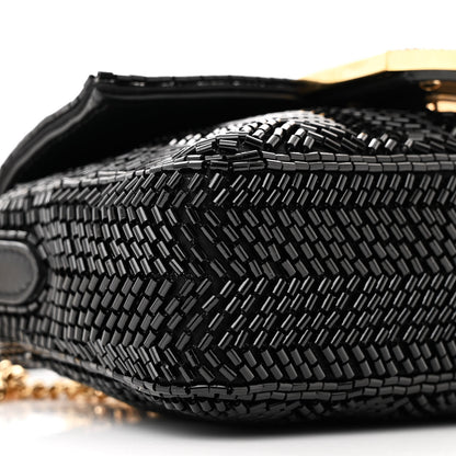 Fendi Enamel Nappa Beaded Woven Mini Baguette Black 9 of 10