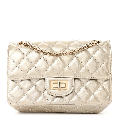 Chanel Metallic Aged Calfskin Quilted 2.55 Reissue Mini Flap Light Gold 1 of 11