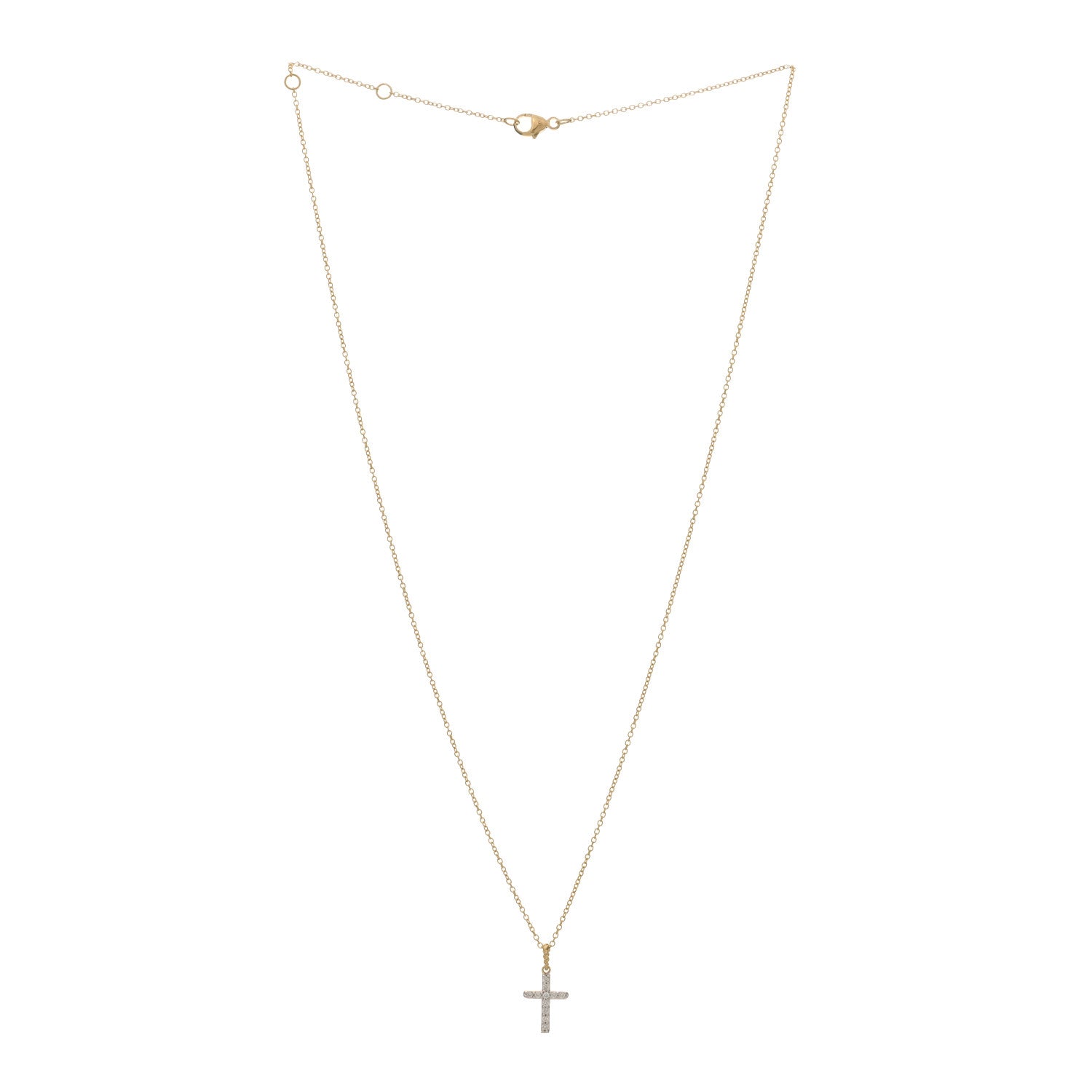 David Yurman 18K Yellow Gold Diamond Cable Collectibles Cross Pendant Necklace 2 of 3