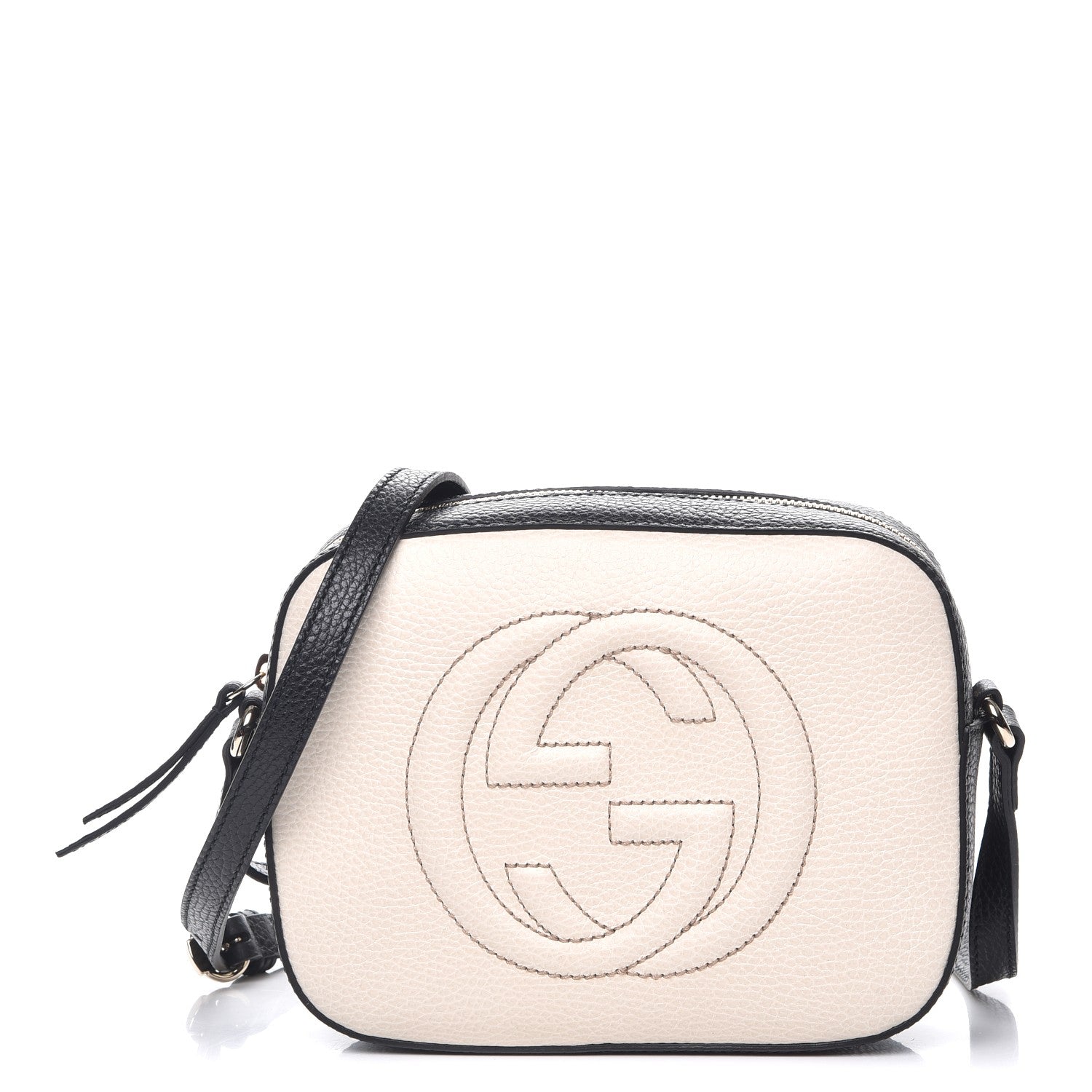 Gucci Dollar Calfskin Bi-Color Small Soho Disco Bag Mystic White Black 1 of 7