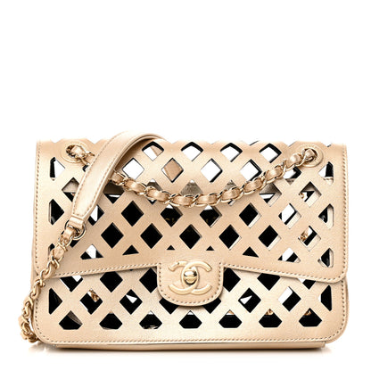 Chanel Metallic Lambskin Small Sea Through Flap Gold Black 1 of 14