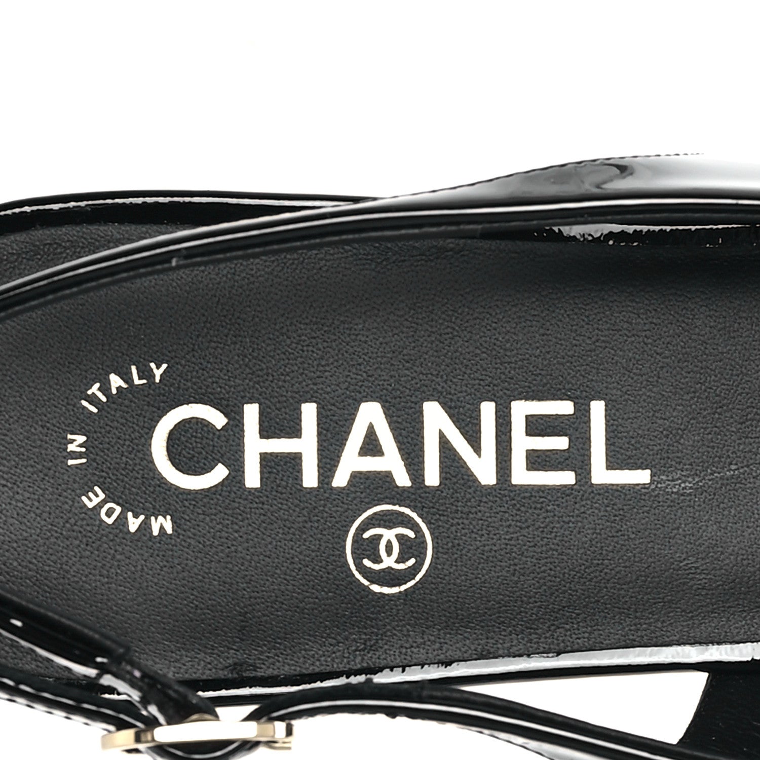 Chanel Patent Heart CC Slingback Flats 37.5 Black 8 of 9