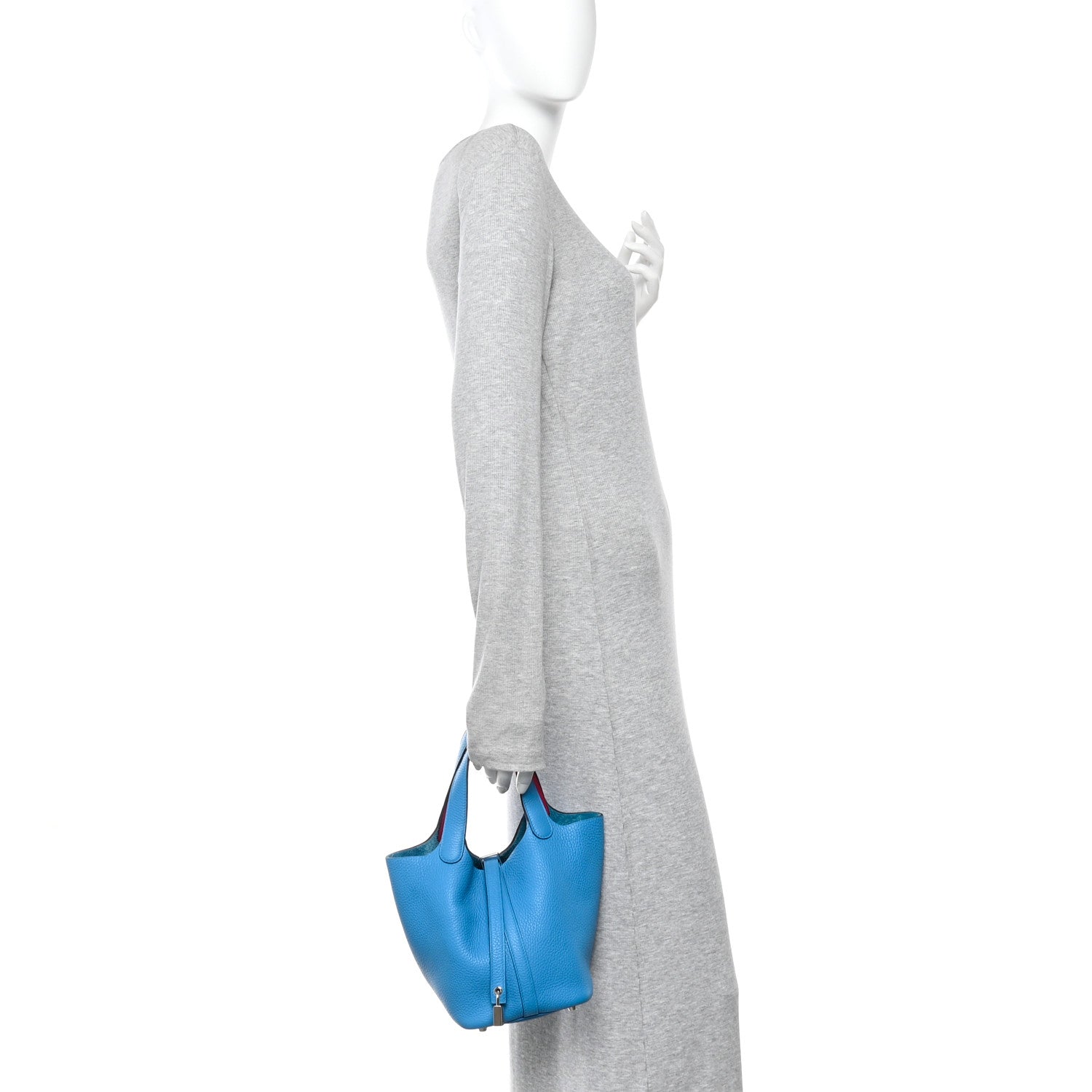 Hermes Taurillon Clemence Swift Eclat Picotin Lock 18 PM Bleu Frida Rose Mexico 2 of 11