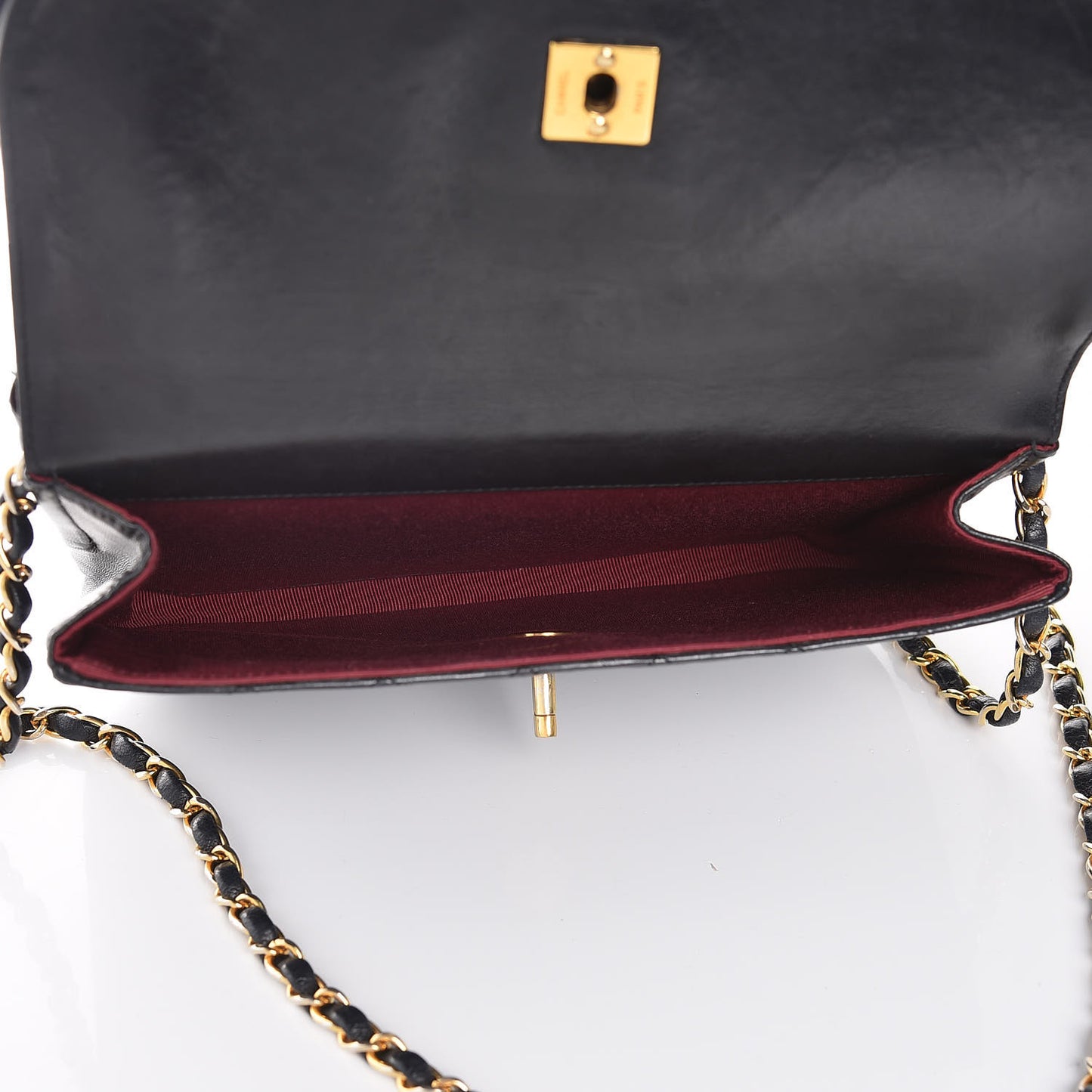 Lambskin Quilted Small Double Flap Black