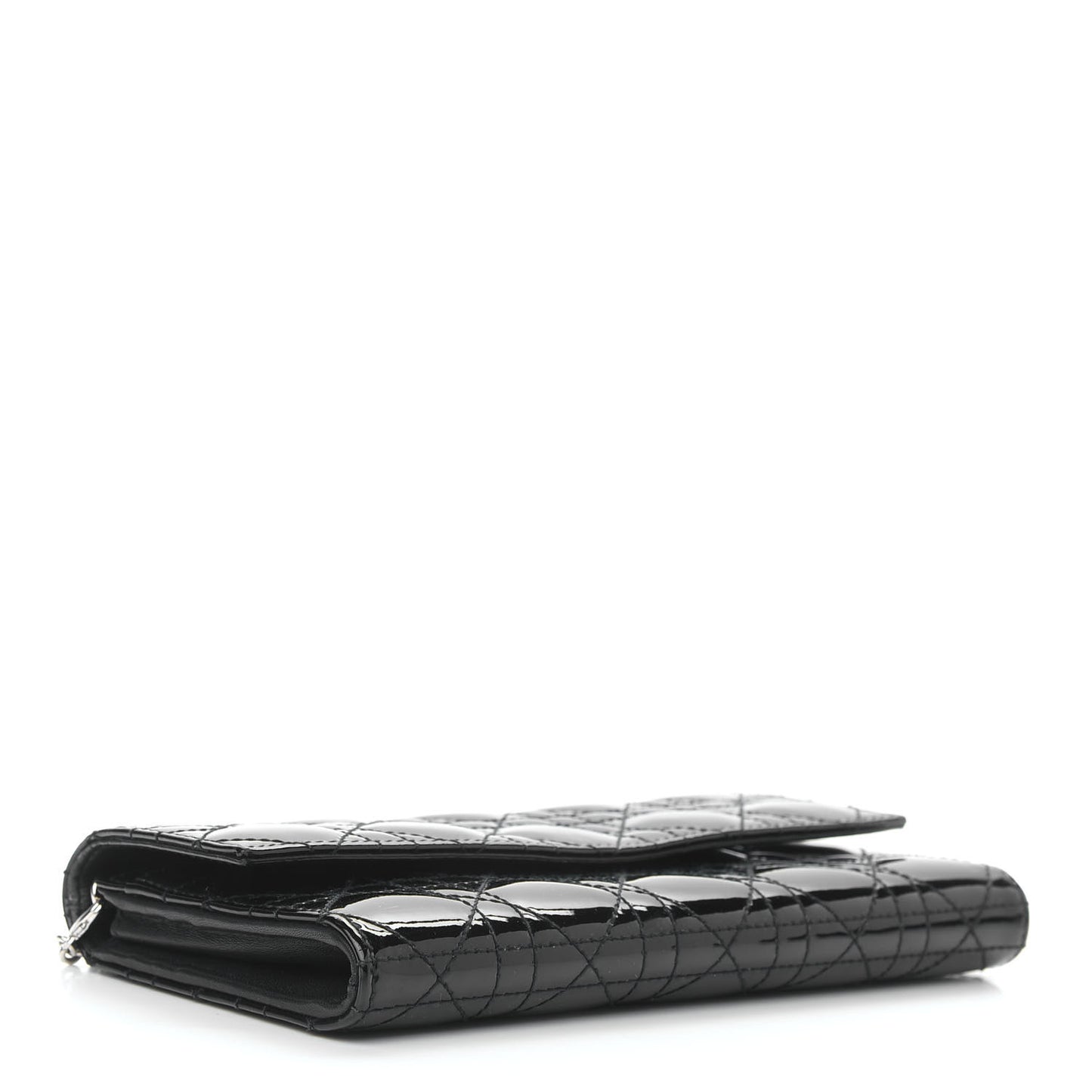 Patent Cannage Lady Dior Rendezvous Wallet On Chain Black