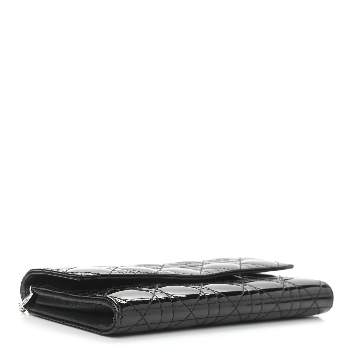 Christian Dior Patent Cannage Lady Dior Rendezvous Wallet On Chain Black 4 of 9