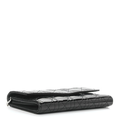 Christian Dior Patent Cannage Lady Dior Rendezvous Wallet On Chain Black 4 of 9