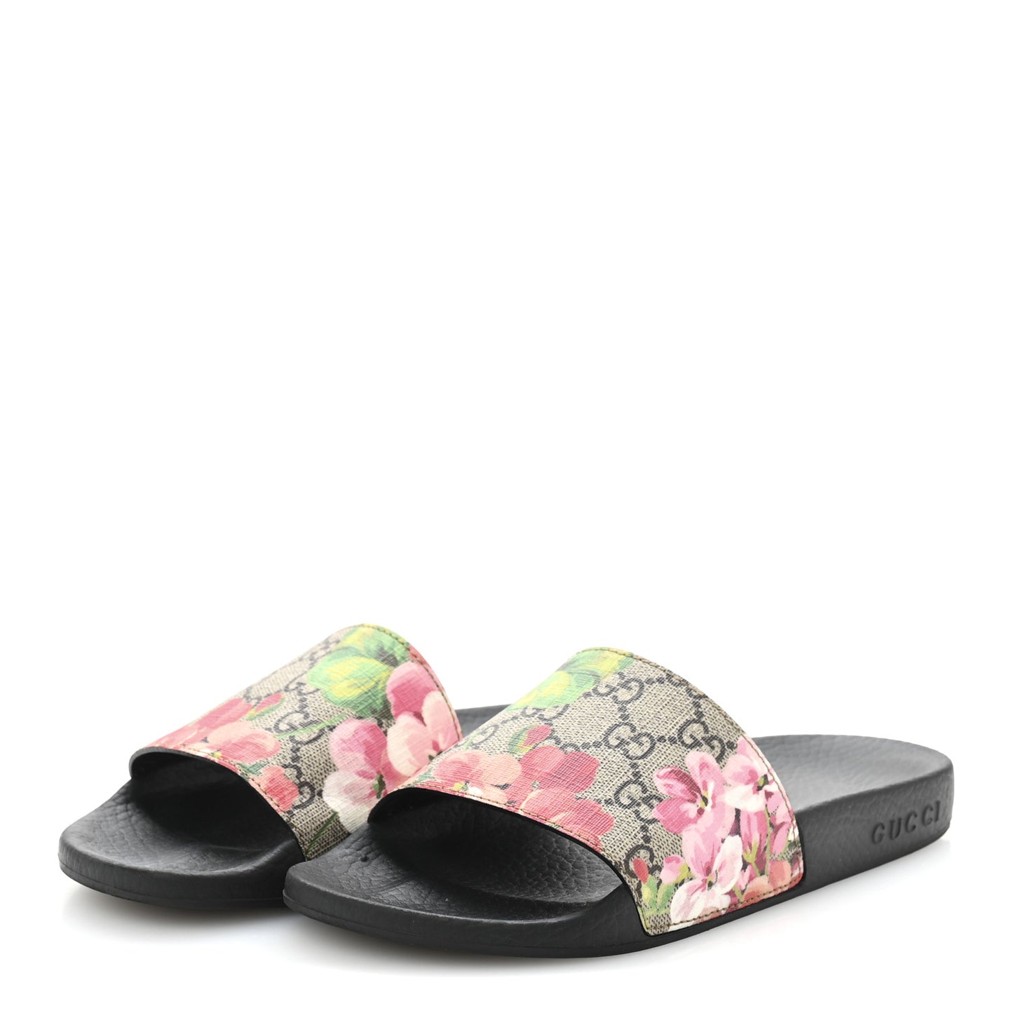 GG Supreme Monogram Blooms Slide Sandals 36 Beige Multicolor