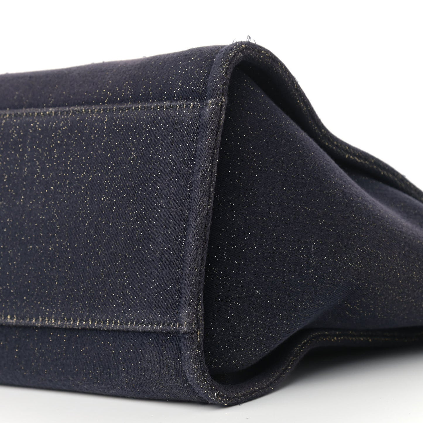 Lurex Canvas Medium Deauville Tote Navy Blue Gold