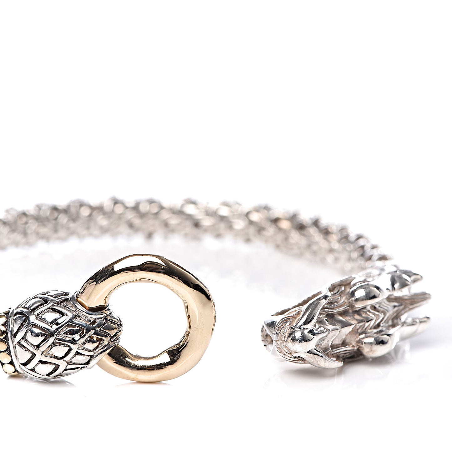 Sterling Silver 18K Yellow Gold 6mm Naga Dragon Bracelet