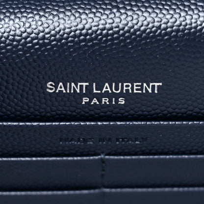 Saint Laurent Grain De Poudre Matelasse Chevron Monogram Envelope Chain Wallet Black 5 of 9
