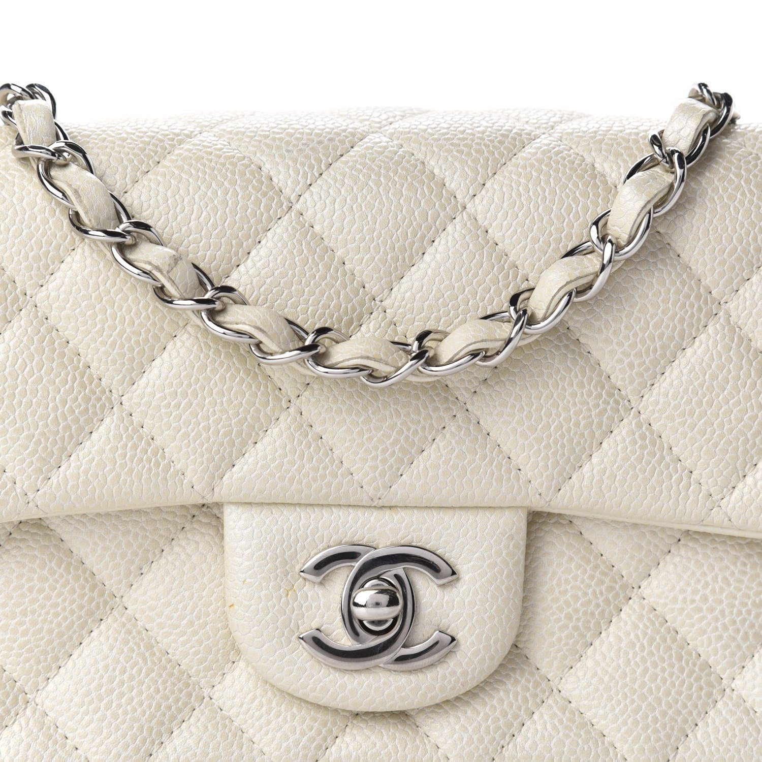 Chanel Caviar Quilted Mini Rectangular Flap White 11 of 12