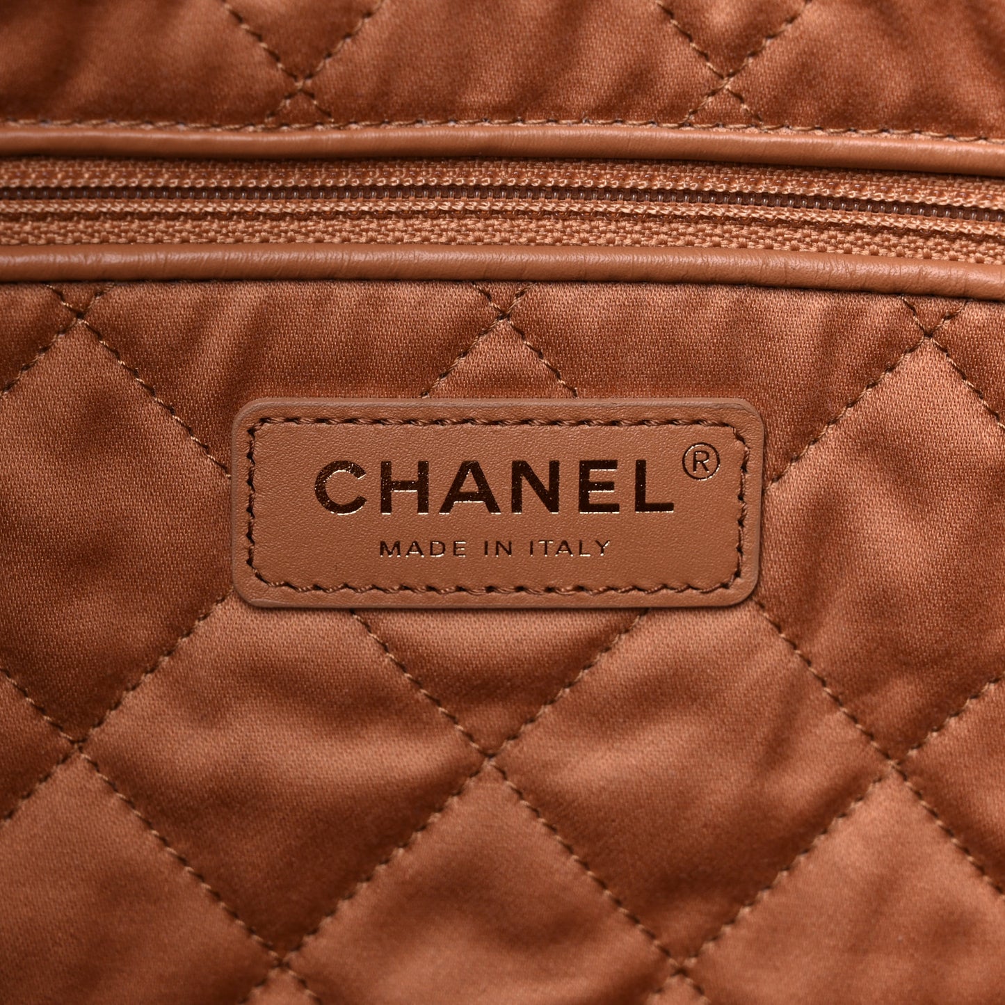 Shiny Calfskin Quilted Small Chanel 22 Camel