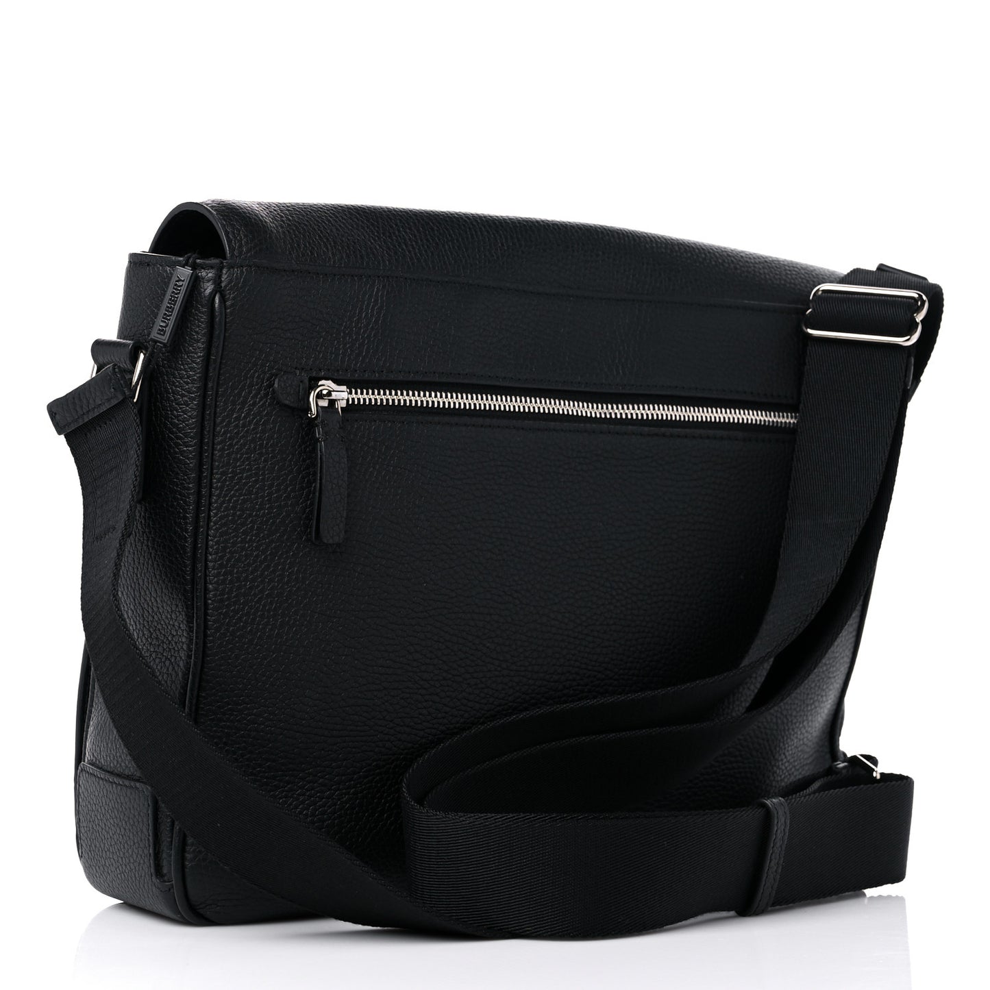 Grainy Calfskin Embossed Bruno Messenger Black