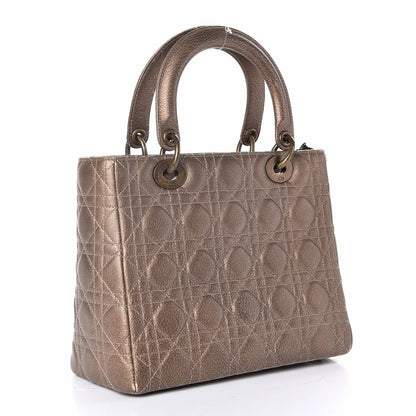 Christian Dior Metallic Lambskin Cannage Medium Lady Dior Bronze 3 of 7