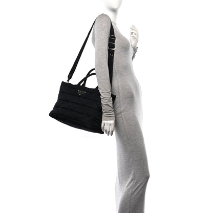 Prada Re-Nylon Nappa Triangle Quilted Padded Small Double Handled Zip Tote Black 2 of 11