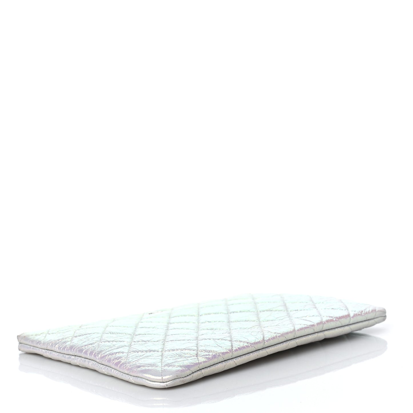 Iridescent Lambskin Quilted Medium Cosmetic Case Ivory