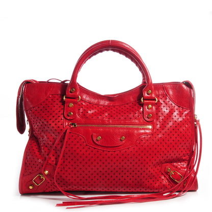 Balenciaga Agneau Laser Cut Cross Classic Gold Hardware City Tomate 1 of 12