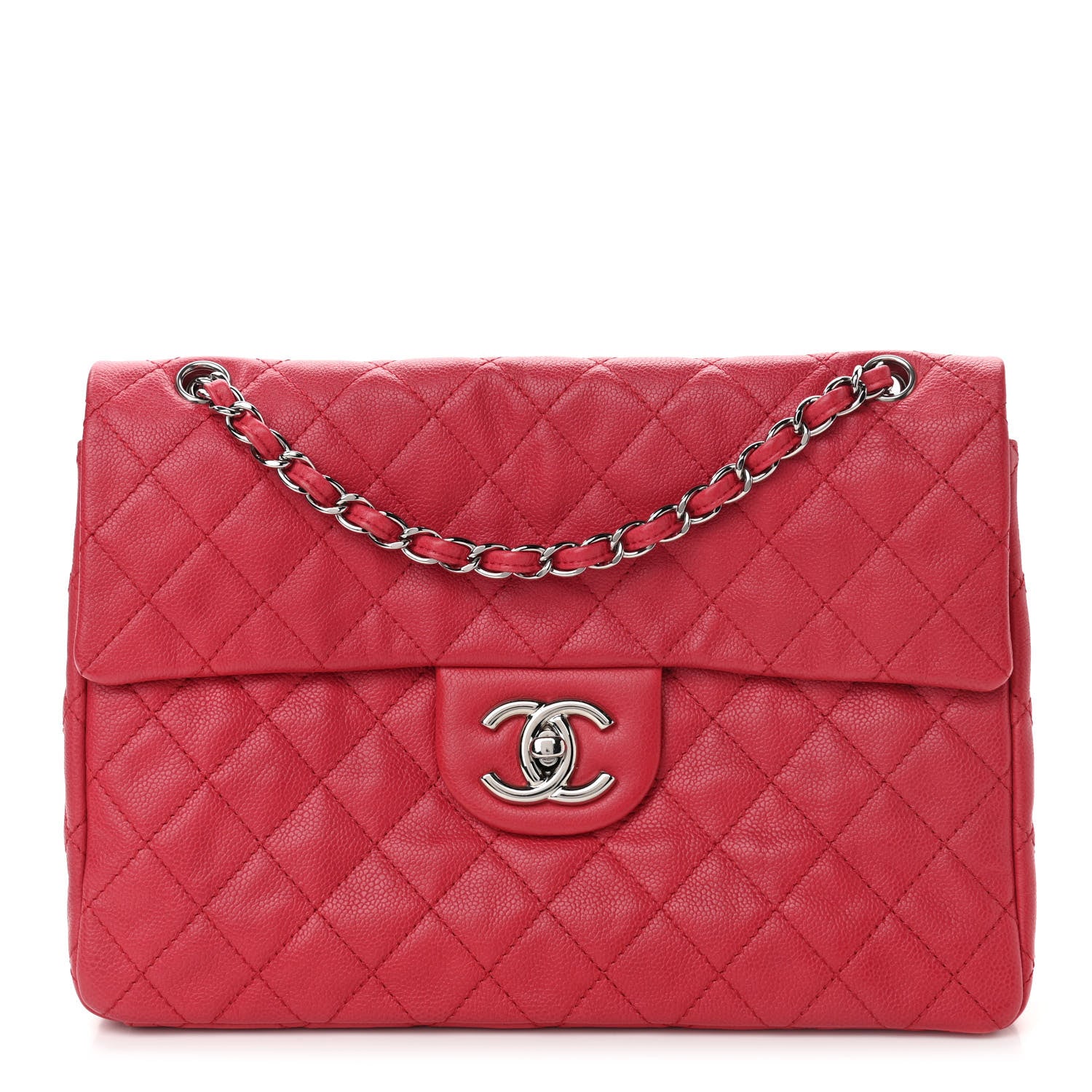 Chanel Washed Caviar Quilted Maxi Single Flap Fuchsia 1 of 12