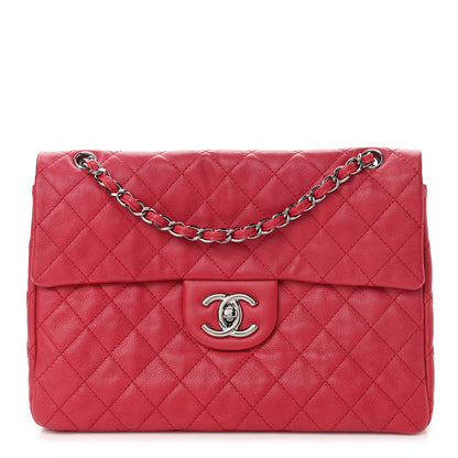 Chanel Washed Caviar Quilted Maxi Single Flap Fuchsia 1 of 12