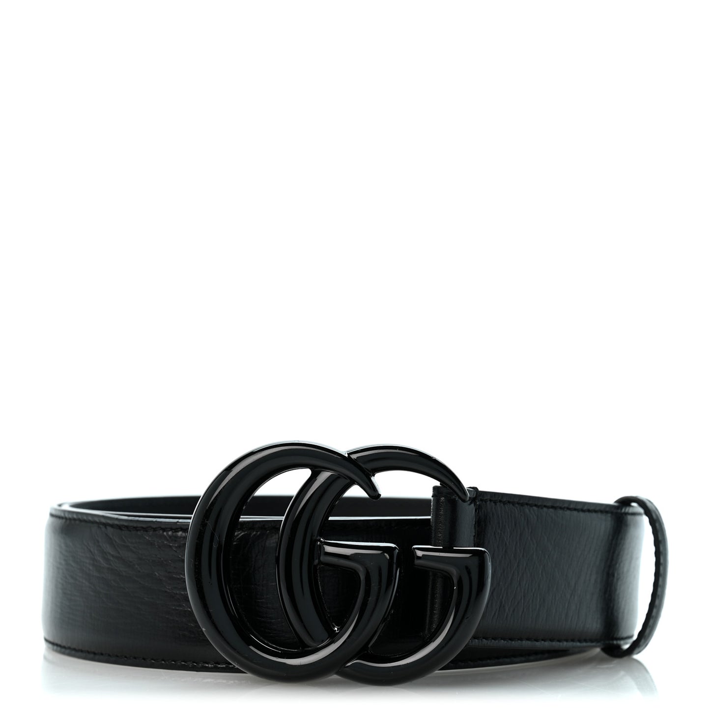 Azalea Calfskin Enamel Monochrome Double G 40mm Belt 95 38 Black