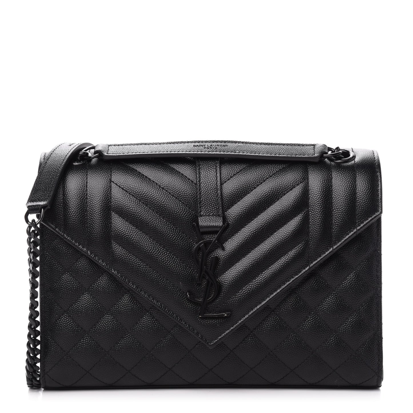 Grain De Poudre Textured Mixed Matelasse Triquilt Medium Monogram Satchel Black