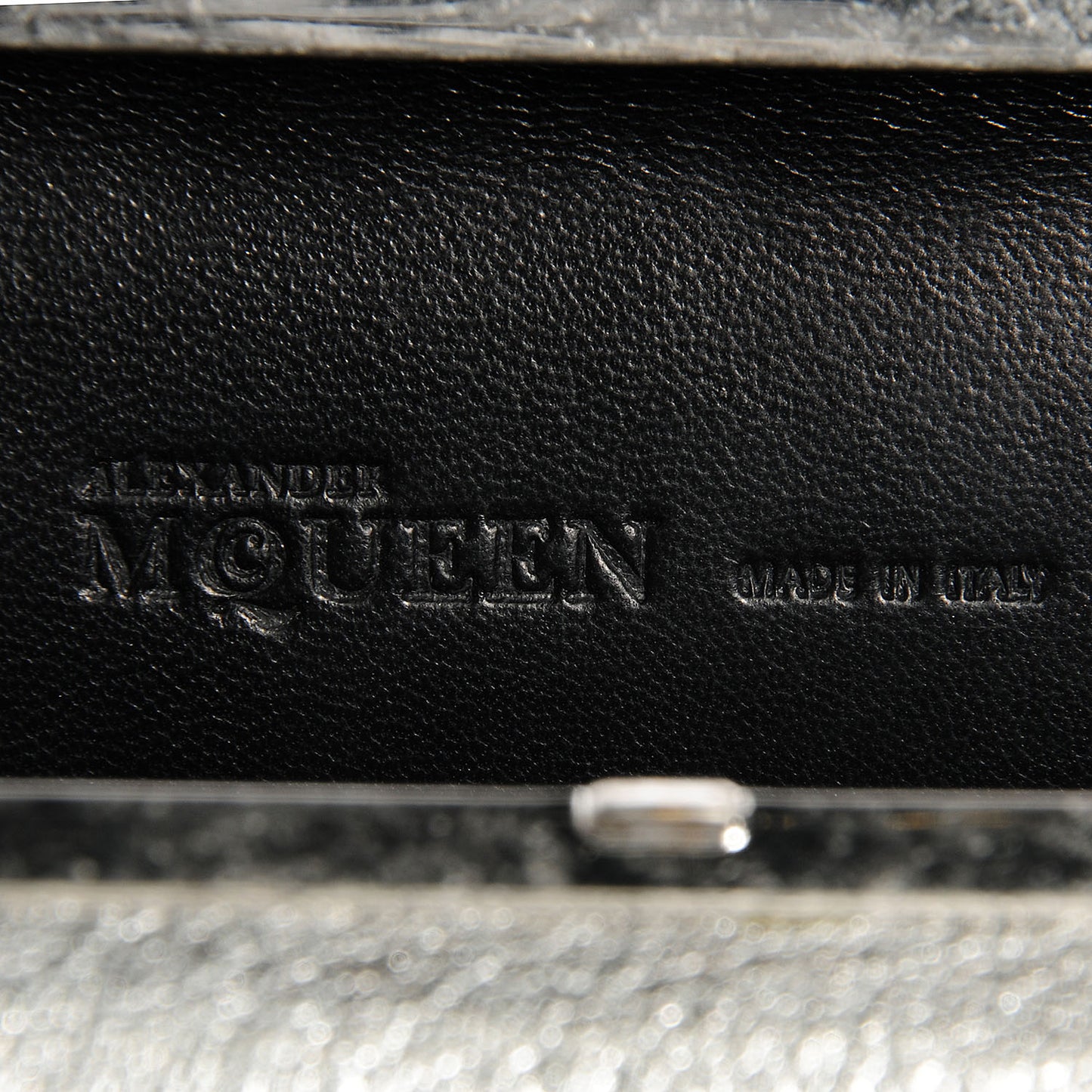 Tarnished Nappa Knuckle Box Clutch Metallic Silver