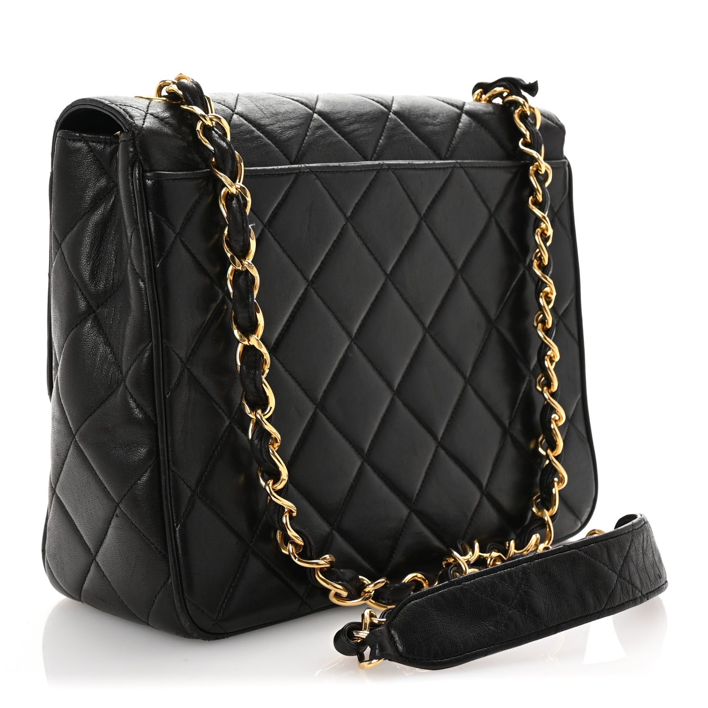 Lambskin Quilted Medium Square Flap Bag Black