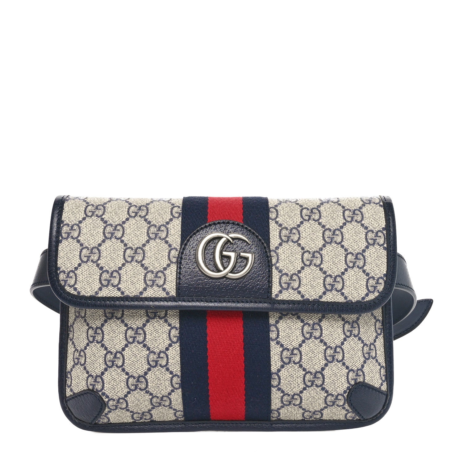 Gucci GG Supreme Monogram Web Small Ophidia Belt Bag 90 36 Beige Navy 1 of 10