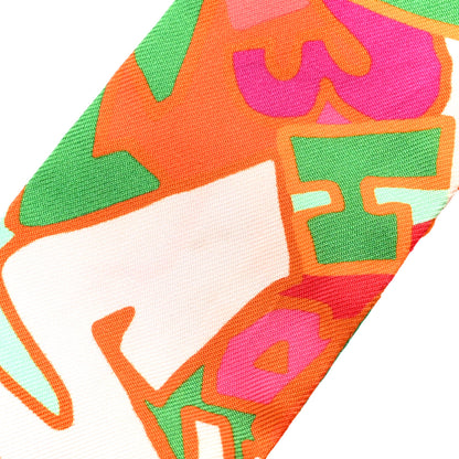Hermes Silk Graff Graffiti Twilly Fuchsia Orange Vert 4 of 5