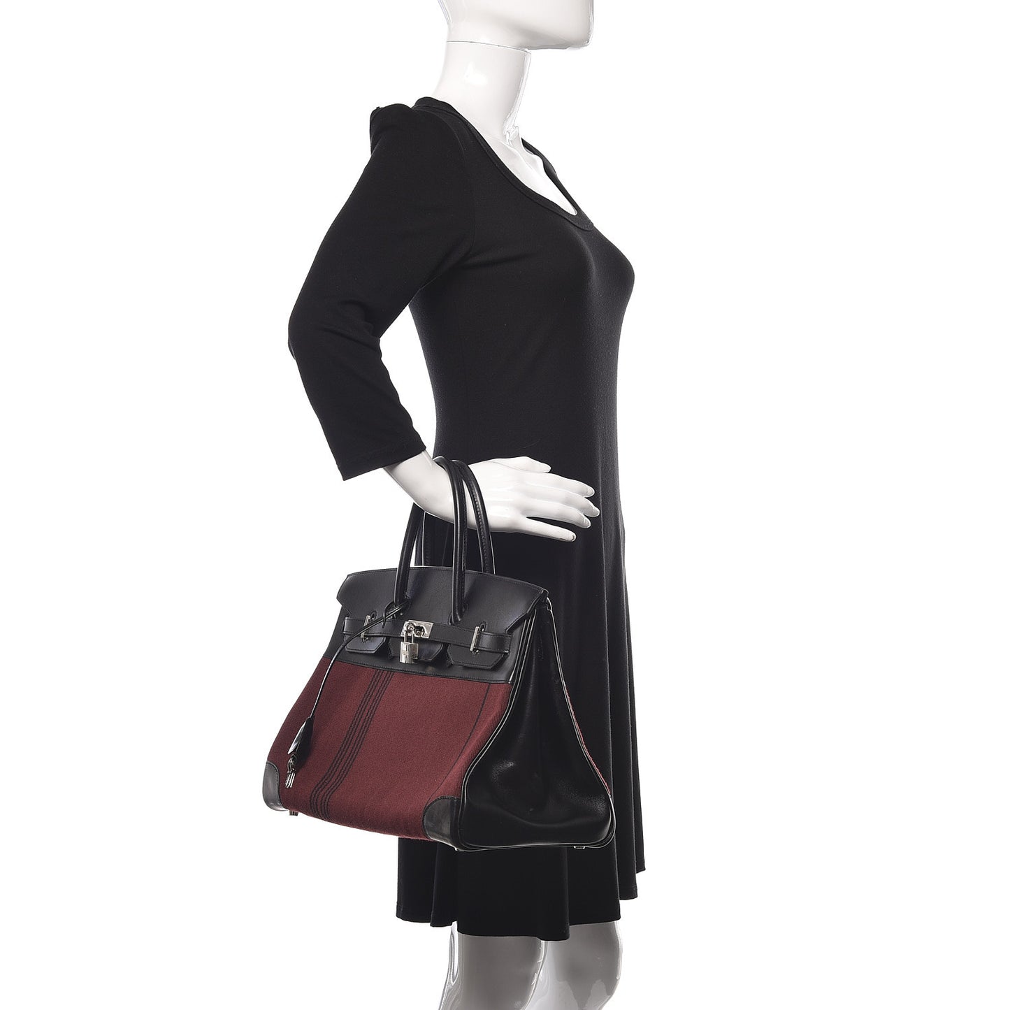 Toile Box Potamus Birkin 35 Black Rouge H