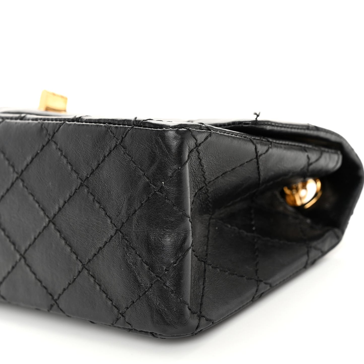 Aged Calfskin Quilted 2.55 Reissue Mini Flap Black