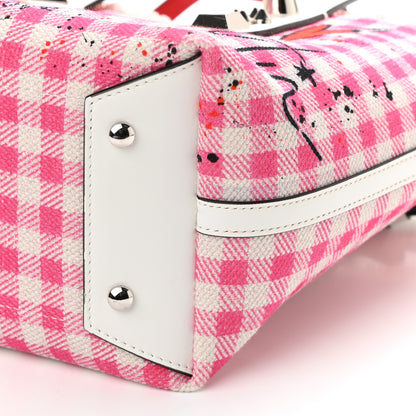 Christian Louboutin Canvas Gingham Printed Mini Frangibus Tote Pink White 10 of 10