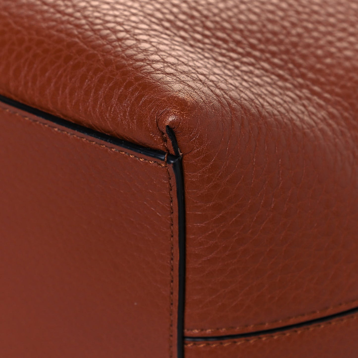 Grained Calfskin Rockstud Shoulder Tote Bright Cognac