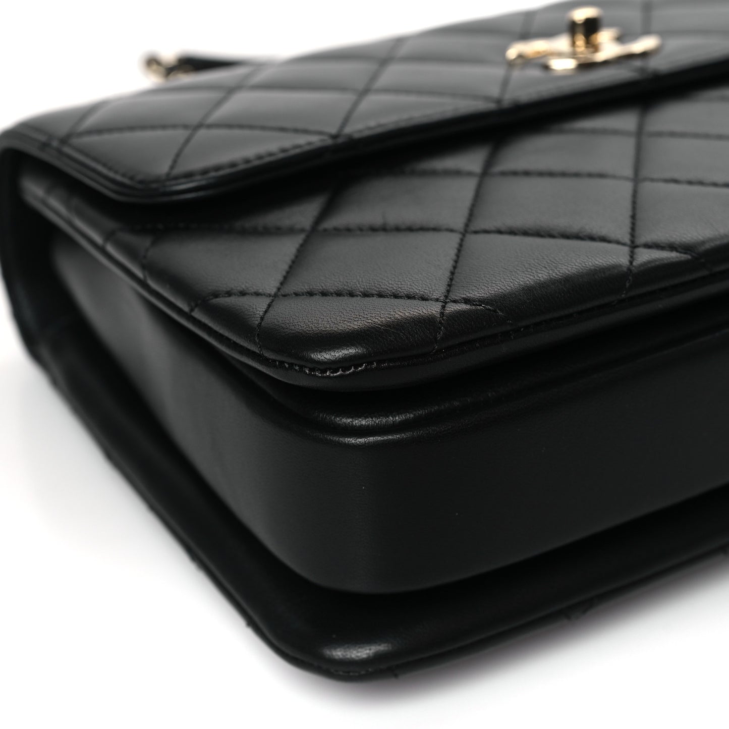 Lambskin Quilted Medium Trendy CC Flap Dual Handle Bag Black