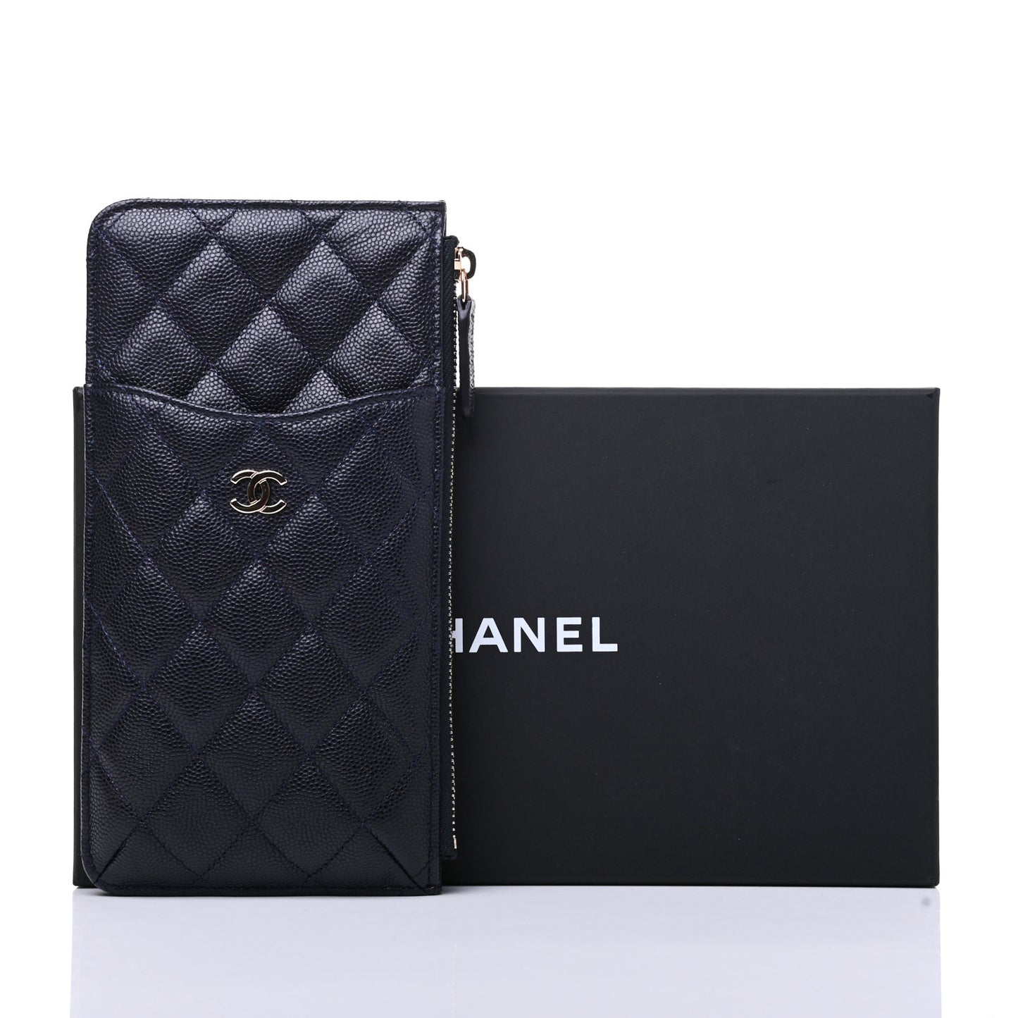 Caviar Quilted Classic iPhone Pouch Navy