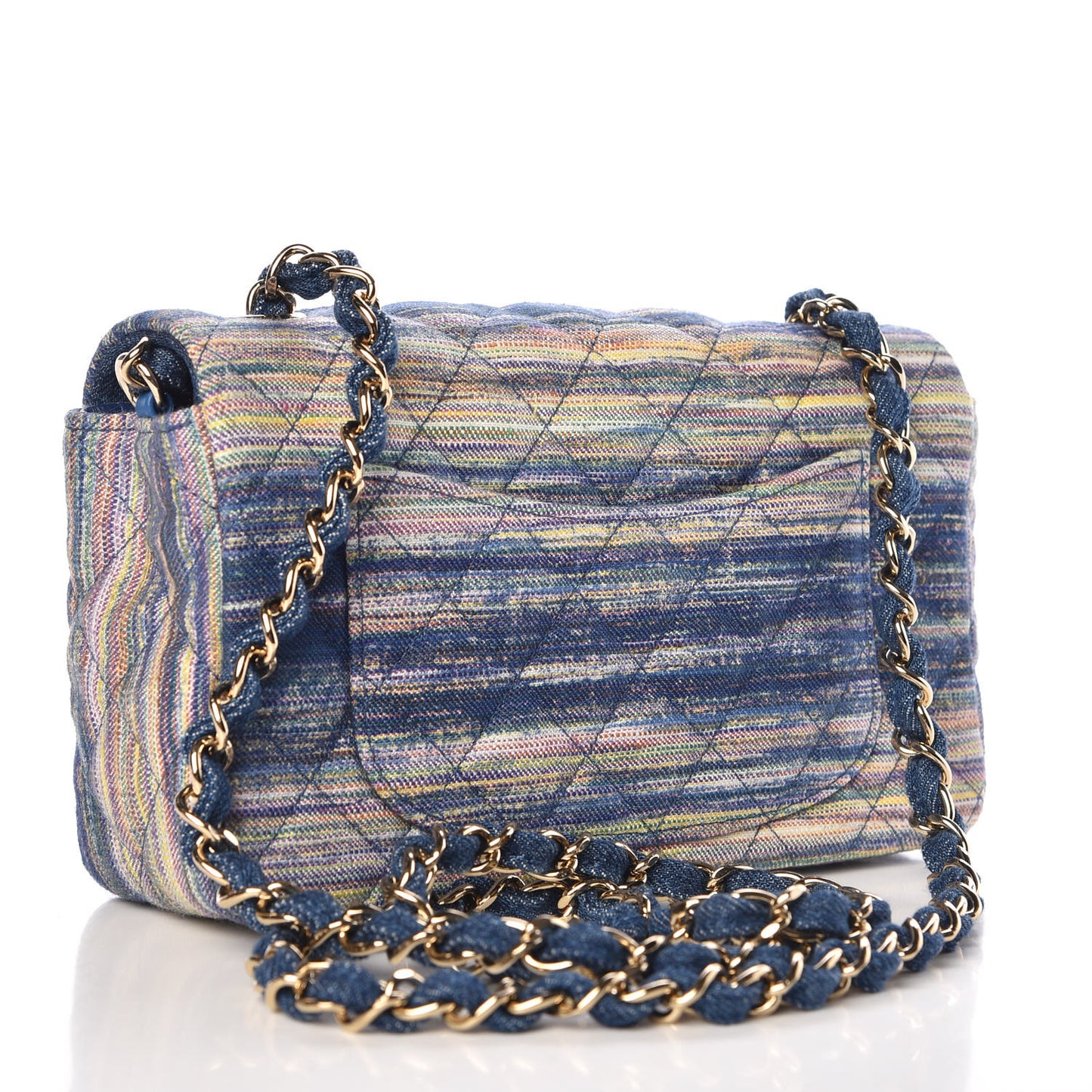 Striated Quilted Classics in Fabrics Mini Rectangular Flap Blue