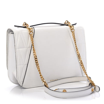 Versace Nappa Quilted Virtus Top Handle Shoulder Bag White 3 of 13