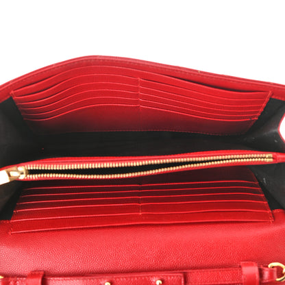 Saint Laurent Grain De Poudre Matelasse Chevron Monogram Chain Wallet Red 5 of 11