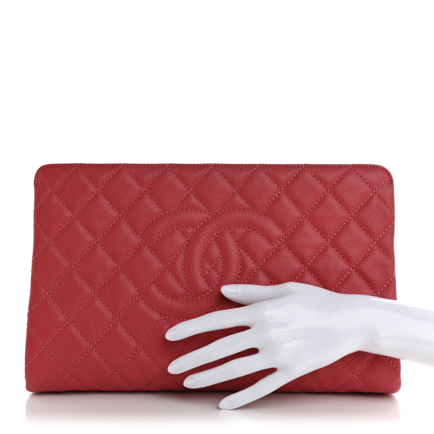 Chanel Caviar Quilted CC Large Clutch Coral 2 of 10
