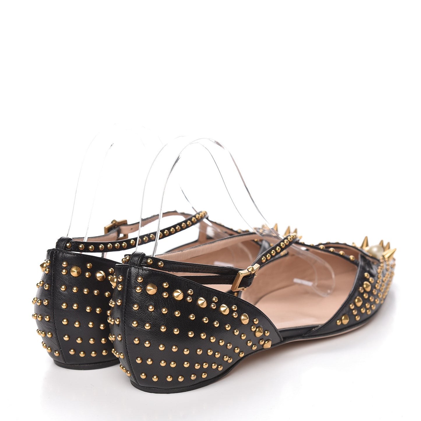 Malaga Kid Studded Pointed Toe Unia Flats 38.5 Black