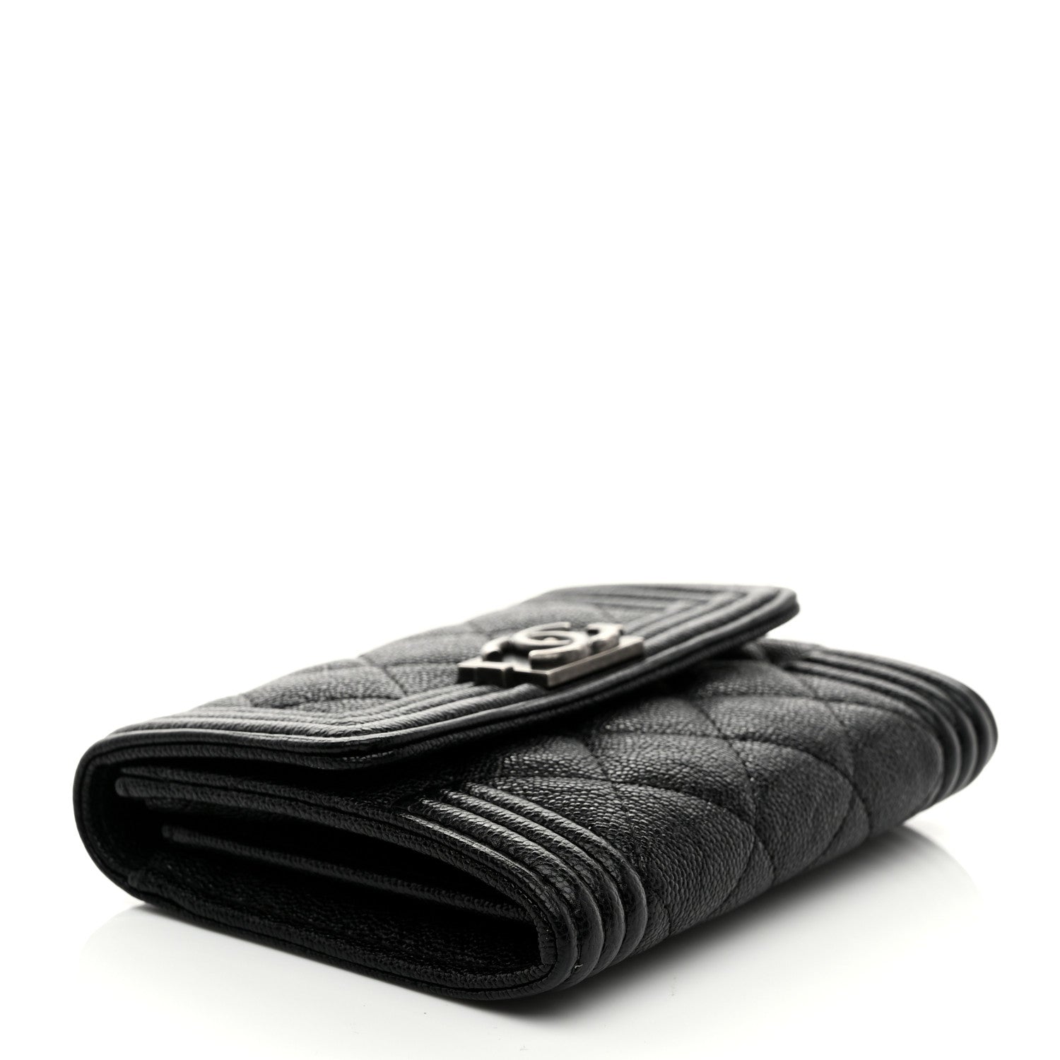Chanel Caviar Quilted Compact Boy Wallet Black 4 of 8