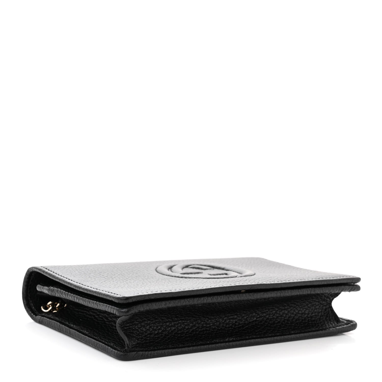 Gucci Pebbled Calfskin Soho Wallet On Chain Black 4 of 9
