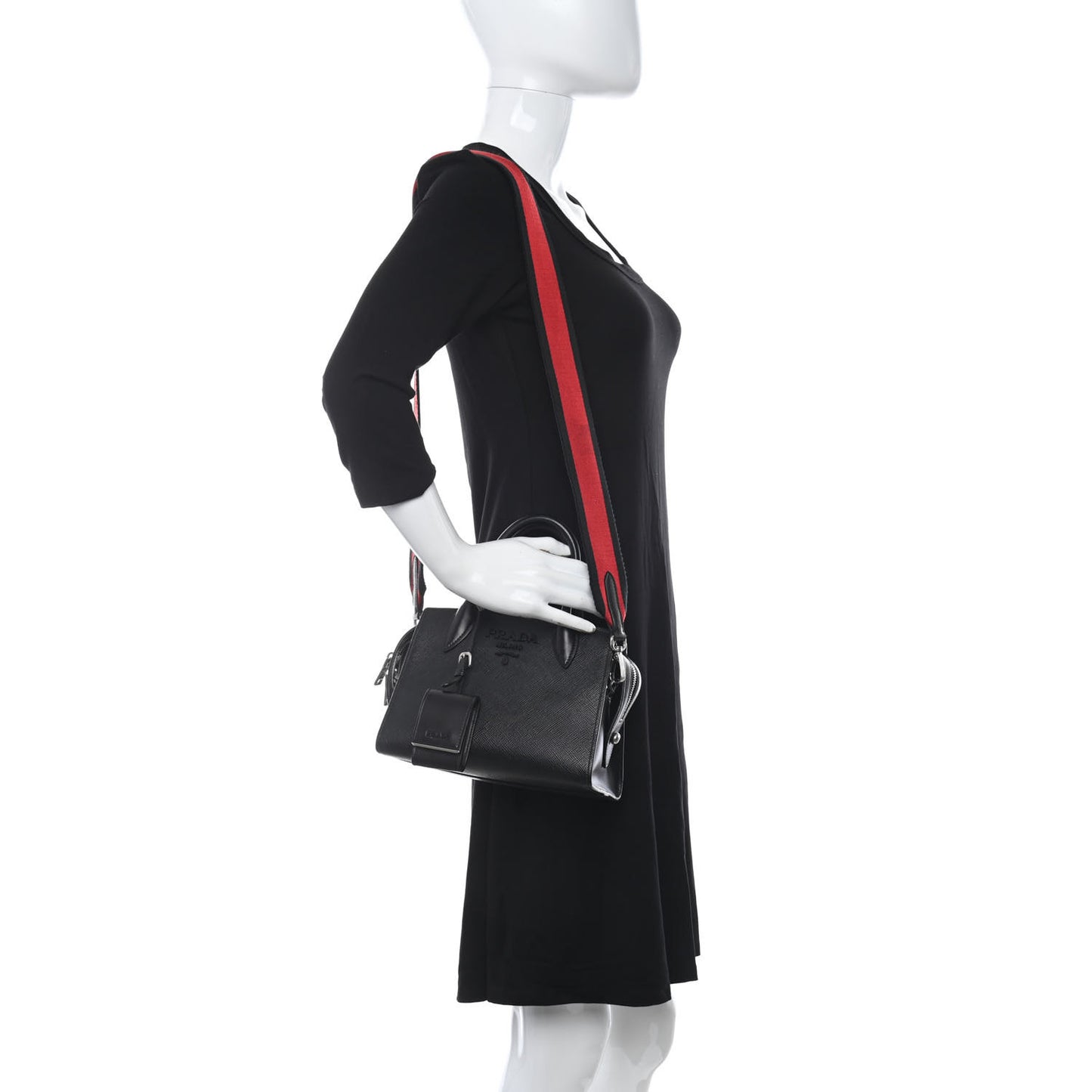 Saffiano Cuir Calfskin Mini Monochrome Top Handle Tote Black